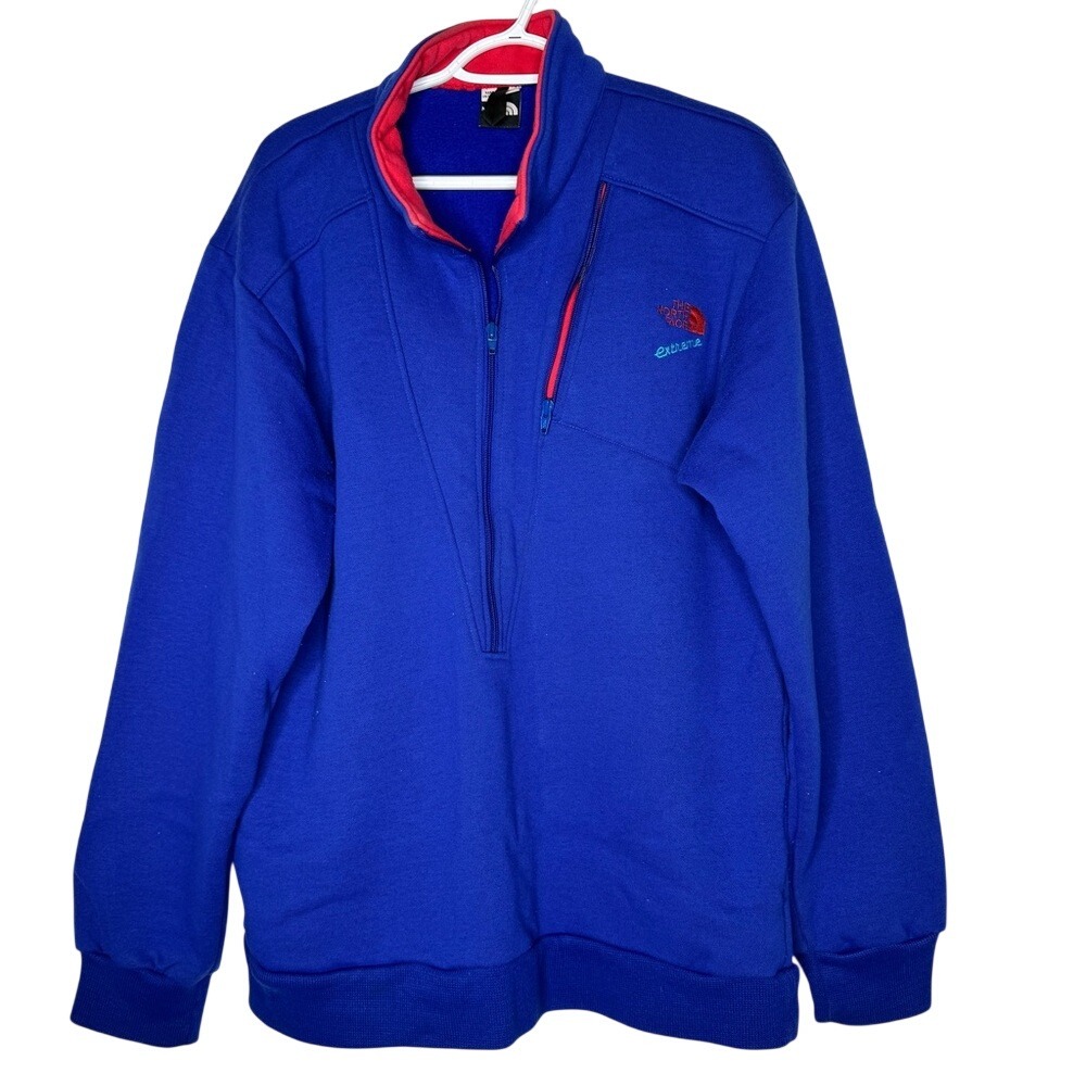 Vintage The Northface Mens Extreme 1/4 Zip Pullover Sz L Thick Ski Snowboarding
